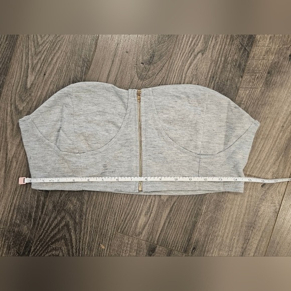 szL Womens NWT Gray Sleeveless Strapless Gold Zippered Bustier Crop Bra Top Sexy - Picture 6 of 11